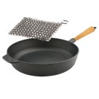 Sauteuse en fonte 28 cm Ph hêtre clair + Cotte de maille